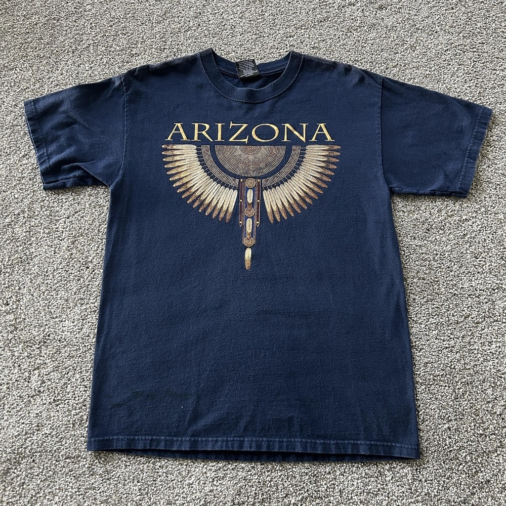Vintage Arizona Shirt Mens Medium Blue Sportex Southwestern Tee T-Shirt USA